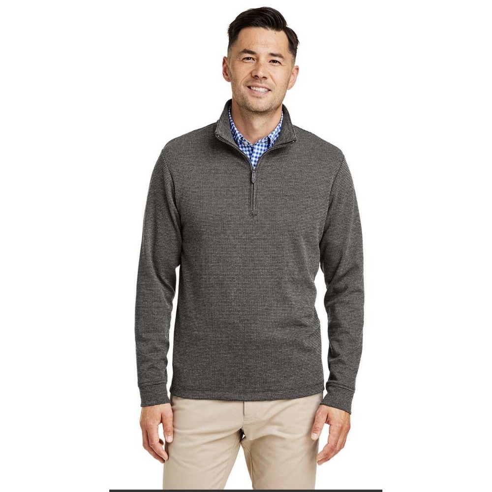 Vineyard Vines OTG Bluffs Quarter-Zip Pullover Mens Size L Gray Houndstooth